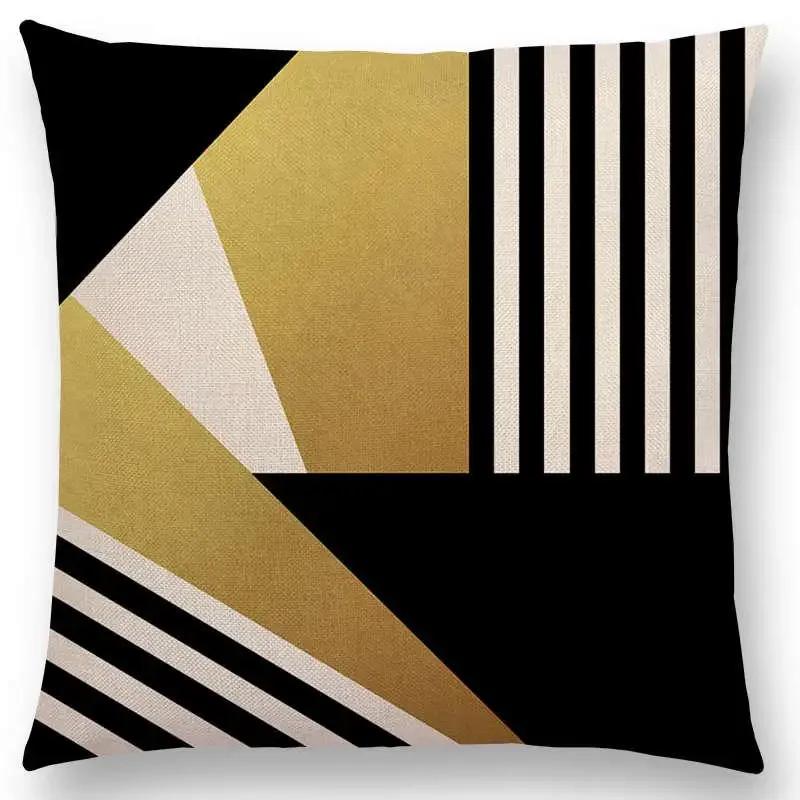 New Colorful Blocks Layers Stripes Geometric Combination Gold Lines Gorgeous Prints Cushion Cover Throw Pillow Case