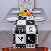 Music Note Black and White Stitching Linen Table Runner Dresser Scarf Farmhouse Kitchen Dining Table Runner Holiday Party Decor