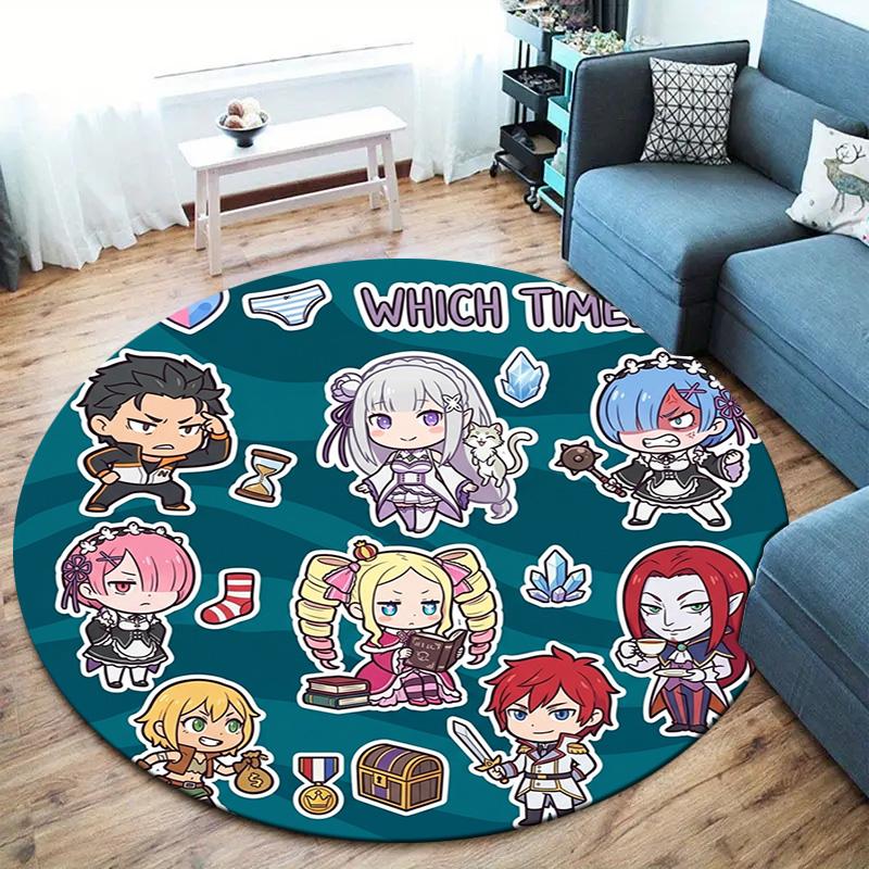 Re Zero Round Area Rug Carpet Rug For Living Room Bedroom Sofa Playroom Decor Nonslip Floor Mat