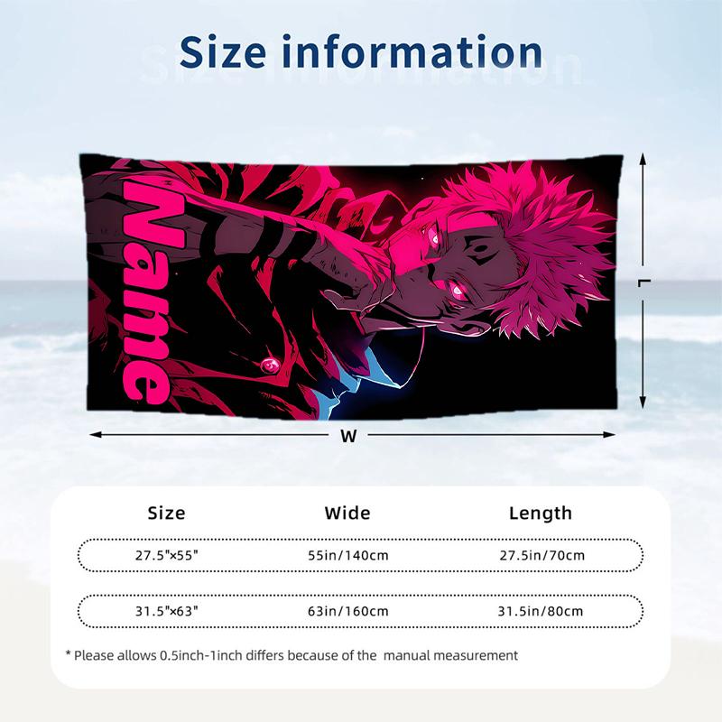SUKUNA Custom Name Printed Beach Towel Personalized Soft Towel For Swimming Beach Travel