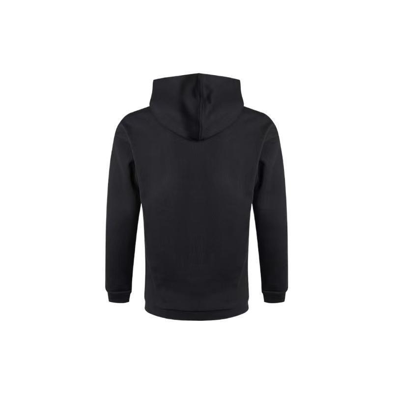 adidas Solid Color Logo Print Drawstring Hoodie With Long Sleeves Men Tops Black GV5181