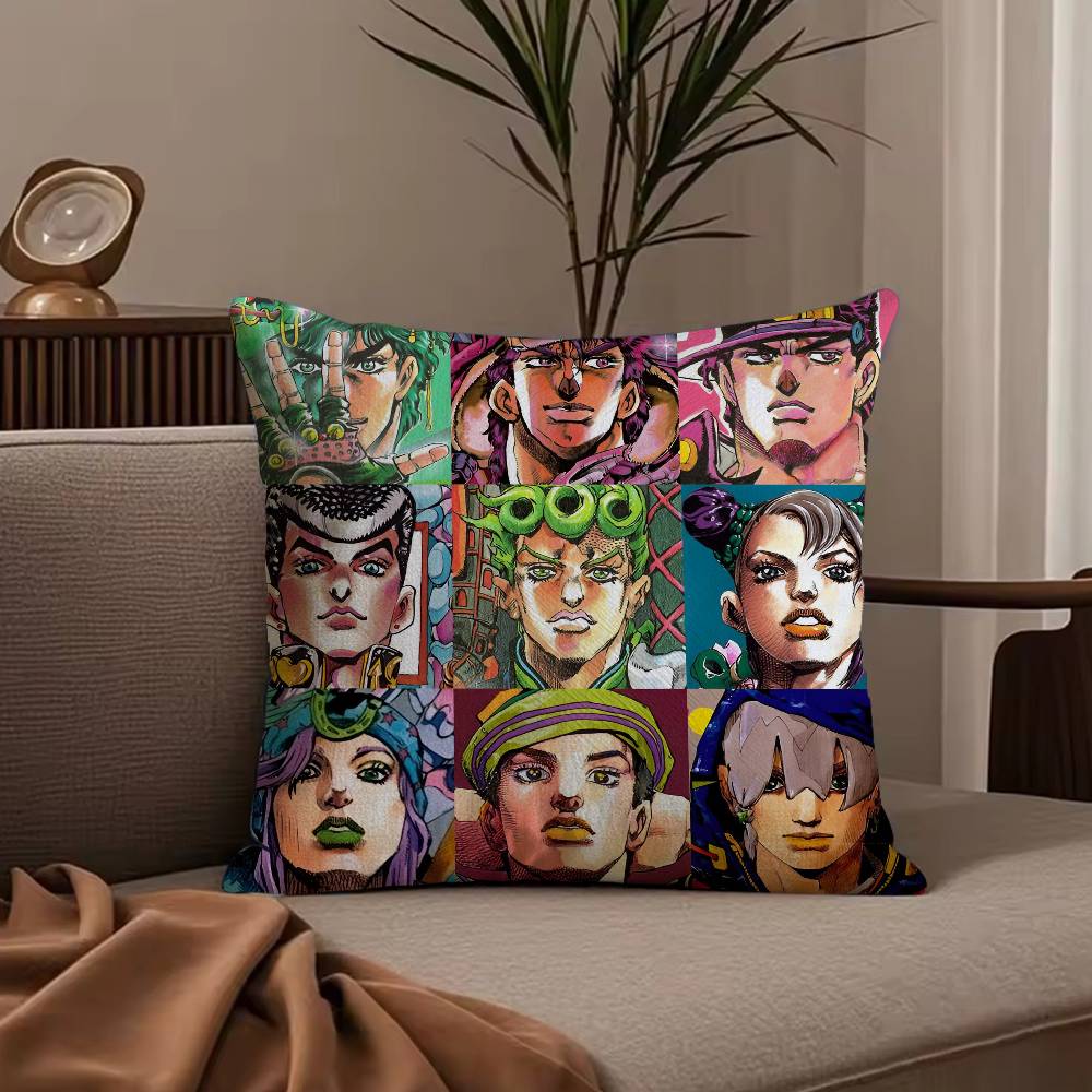 Anime j-jojo family Pillow Case Anti-dustmite Pillowcase Invisible zipper silky short plush Sofa cushion cover
