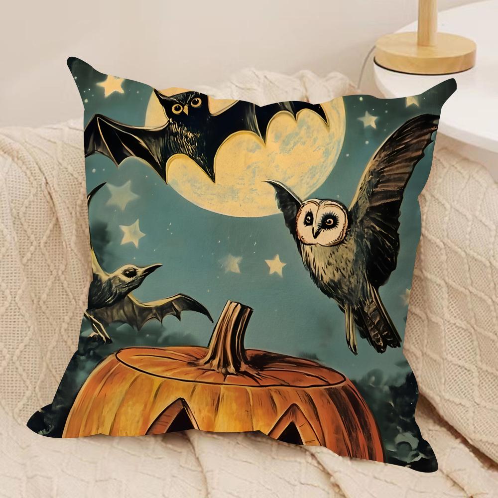 Halloween All Saints Day Cushion Cover Silky Short Plush Invisible Zipper Dustproof Sofa Pillow Case For Home Decor