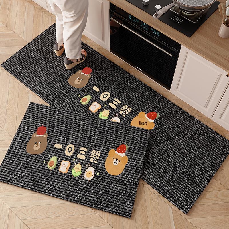 Cartoon Diatomaceous Earth Kitchen Mat: Water & Oil Absorbent, Quick-Drying, Dirt-Resistant, Non-Slip, Wear-Resistant Floor Pad.