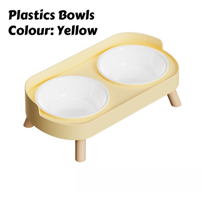 Elevated Cat Double Bowls Set: Height Leg for Neck Health & Whisker Relief - Stainless Steel Anti-Spill Dish with Non-Skid Base