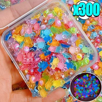 300pcs Cute Mini Resin Turtles Self-Luminous Turtle Miniatures Resin Tiny Turtles Nails DIY Accessories Creative Gifts Toys