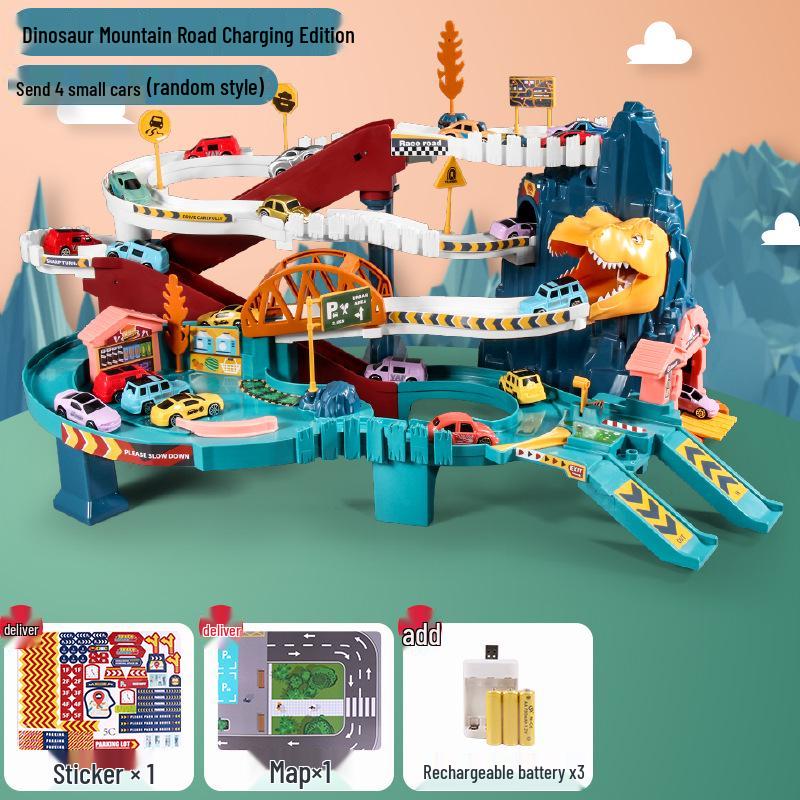 

Дорога-трек Гора Динозаврів: Дитяча іграшка Машинка та Паркінг для віку 3-6 років Standard + 4 Cars + Screwdriver