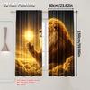 Lion Sun Curtains Majestic Starry Sky Print Polyester Bedroom Home Decor Light Blocking Set Of 2 Made Machine Washable