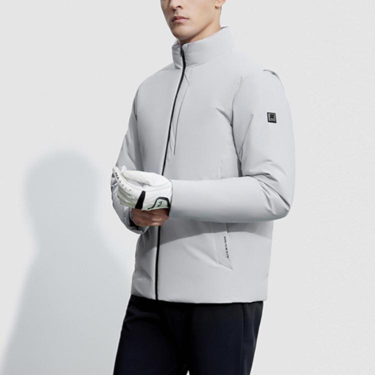 Fila Golf Series Solid Color Stand Collar Golf Elite Down Jacket Men Jacket Medium-Gray A11M345914F-GY