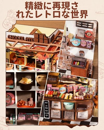 ROBOTIME Miniature House Dollhouse DIY Miniature Kit Dollhouse with LED Lights Mini Model Kit Figure Accessory DIY Craft Toy for Kids and Adults Chris