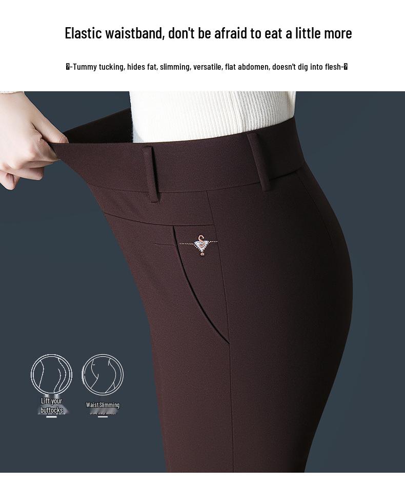 Jinbao Women's Autumn High-Waist Cotton Casual Straight Leg Pants for Middle-Aged and Elderly Moms, Plus Size Leggings.