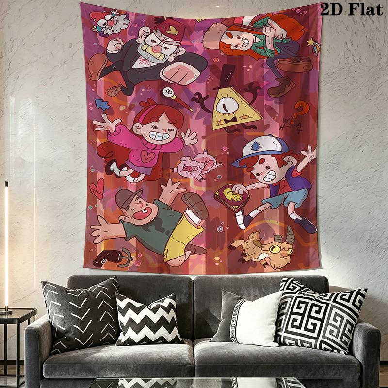 Gravity Falls Cartoon Pattern Home Decor Tapestry, Wall Hanging, Decorative RV Wall Cloth.XGT0914583