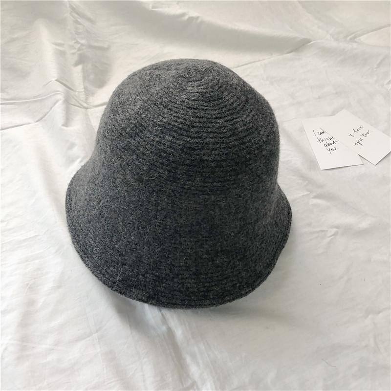 Solid Color Wool Fisherman Hat for Women, Vintage Small Hat, Versatile and Warm Knitted Bucket Hat for Autumn and Winter
