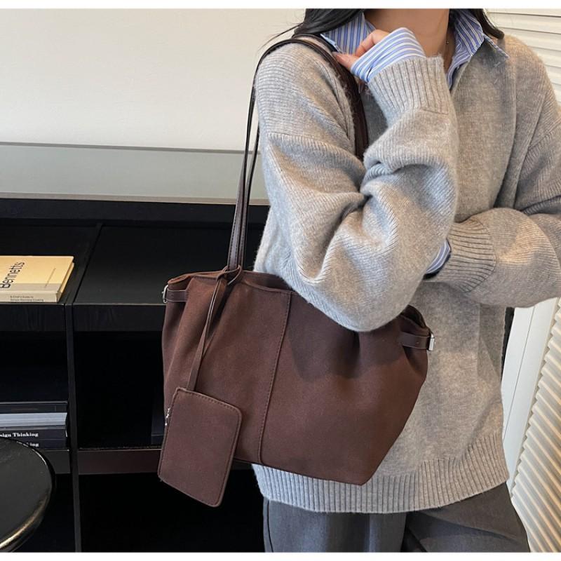 Retro Matte Large-capacity Bag Women Korean Casual All-match Shoulder Commuting Tote 35x12x20