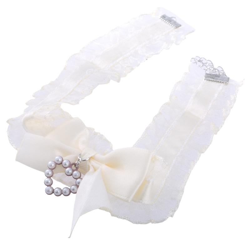 Fashion Harajuku Cloth Collarbone Chain Temperament Simple Cold Wind Big Heart Bowknot Pearls Loves Necklace Lace Chain