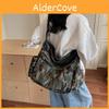 Camouflage Canvas Tote Bag With Leopard Pattern And Zipper Closure For Casual Outings