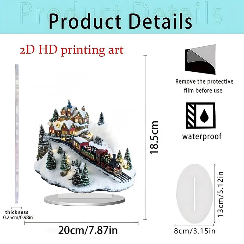 1Pc 2D Elegant Acrylic Christmas Decoration Snowhouse & Reindeer Scene Home Office Ornaments Festive Warm Party Gift Photo Props