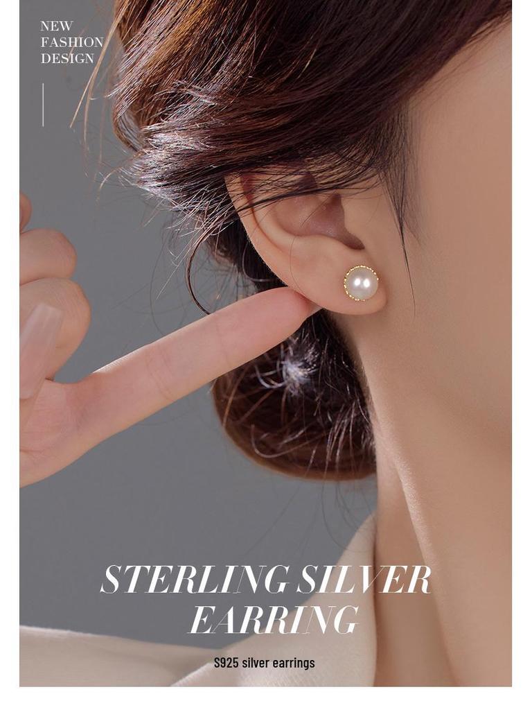 Banyan Tree S925 Silver Chinese Agate Earrings – Retro, Elegant, and Simple Design for Women