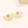 Korean Style Rhinestone Crystal Fan-Shaped Flower Stud Earrings