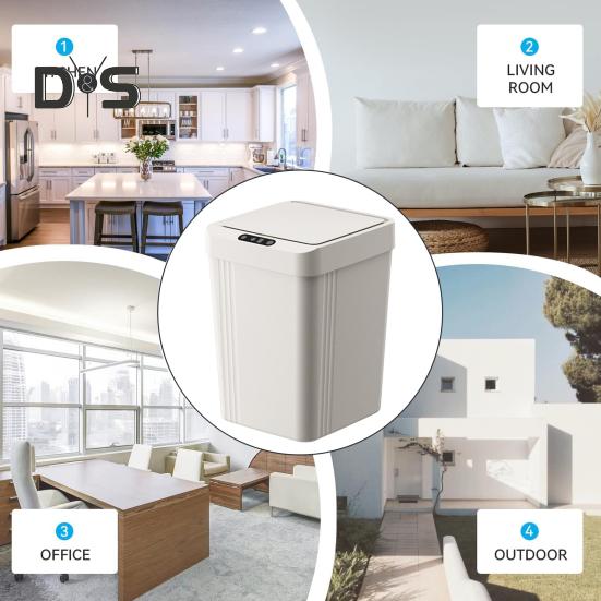 Intelligenter berührungsloser Mülleimer, Papierkorb mit Deckel, 13 l, großes Fassungsvermögen, schnell reagierend, vollständig geschlossener automatischer Sensor-Mülleimer