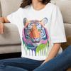 Colorful Drip Tiger T-Shirt | Vibrant Painted Tiger Animal Tee Gift for Her Mom Grandma Family Friend Sister Crew Team Party Aunt