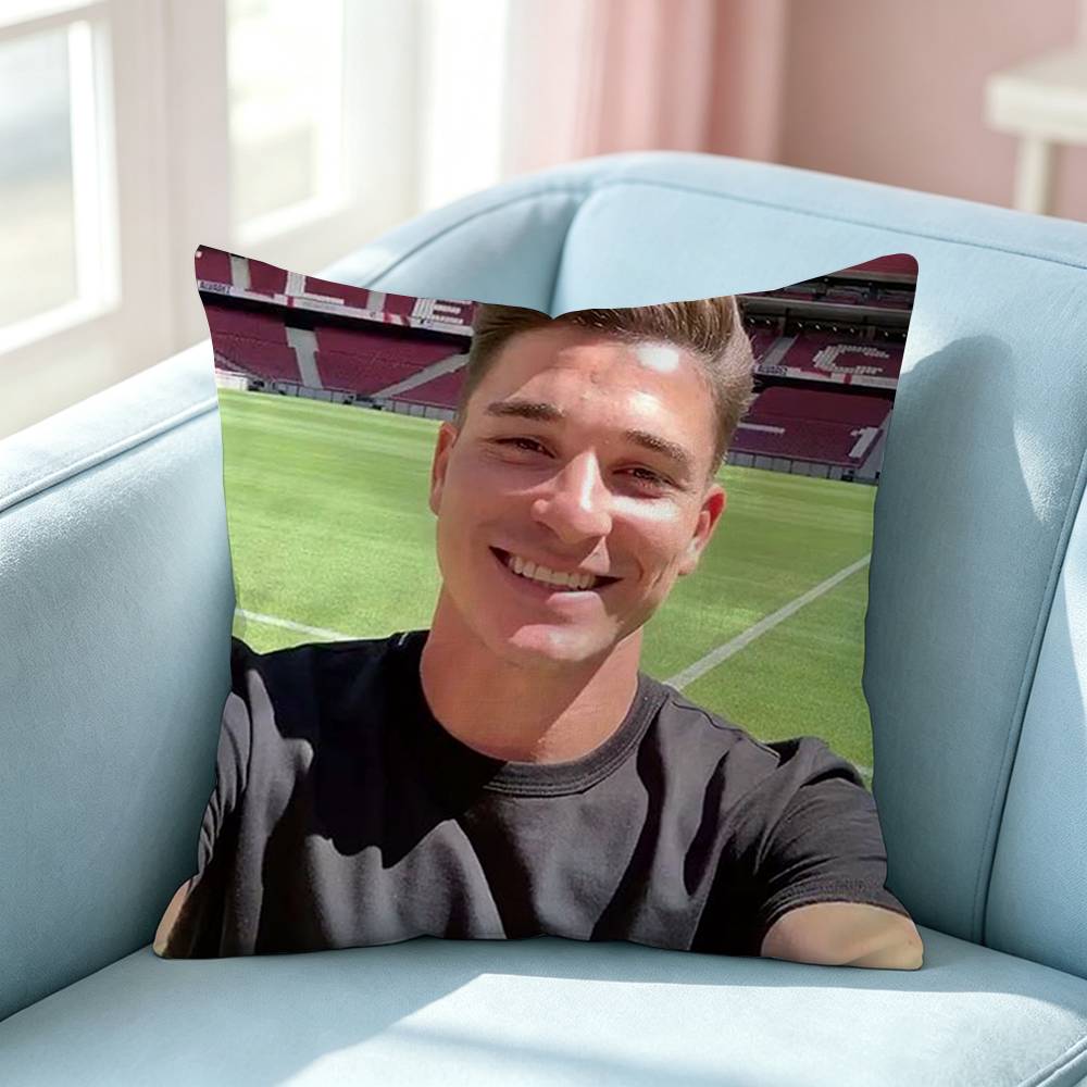 Football Star Julian Alvarez Pillow Case Square DoubleSided Sofa Cushion Cover Bedroom Bedside Pillow