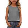 Ärmelloses Tanktop für Mädchen Lässiges Sommer-T-Shirt Leichter weicher Stoff Gestreiftes Muster Bequeme Passform Kinderkleidung