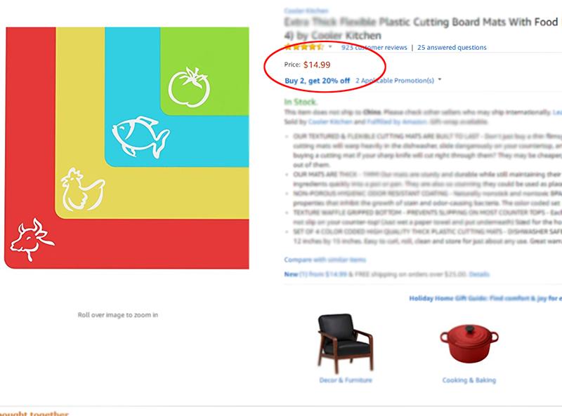 Flexible Plastic Chopping Block - Cutting Board - Cutting Mats With Food Icons Kitchen Tools (Set Of 4) 15"x 12"