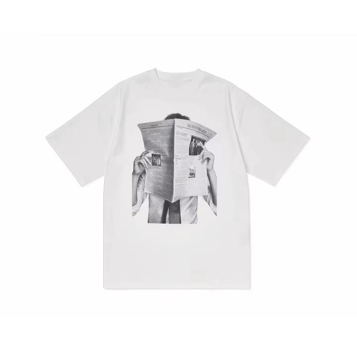 New K-pop Black and White Portrait Pattern Printed Loose Short-sleeved Men's and Women's Casual Round-neck T-shirt