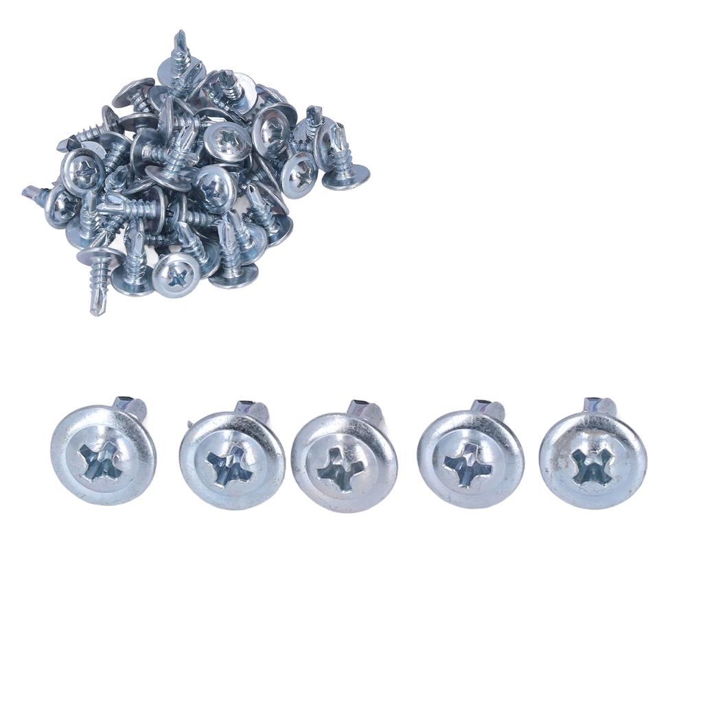 50PCS Round Head Drill Screw Set Carbon Steel Galvanized Self Drilling Screws 4.2x13mm Washer