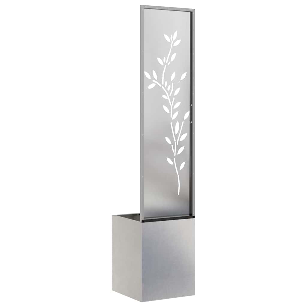 Garden Privacy Screen Canvas Silver 32 X 32 X 150 Cm Stainless Steel