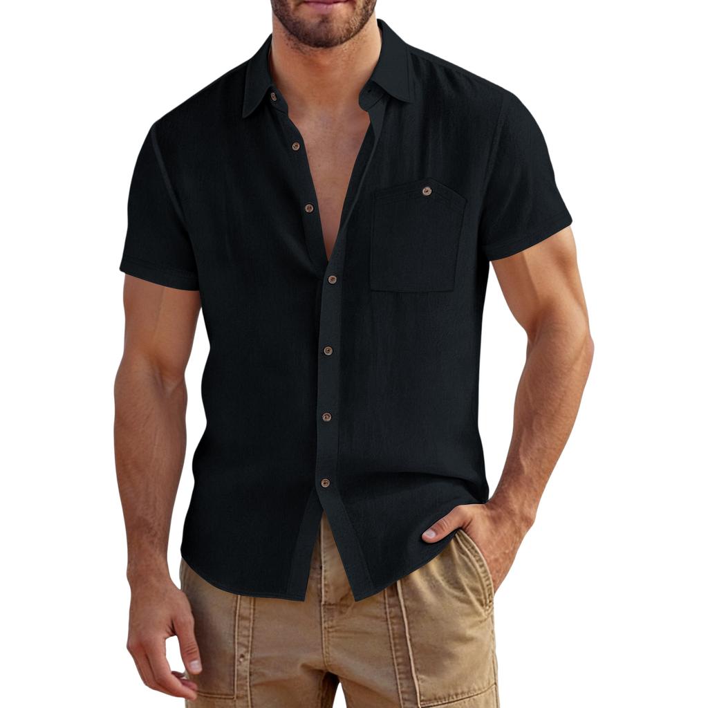 Herren Casual Outdoor Arbeitshemd mit Kragen, kurzärmlig