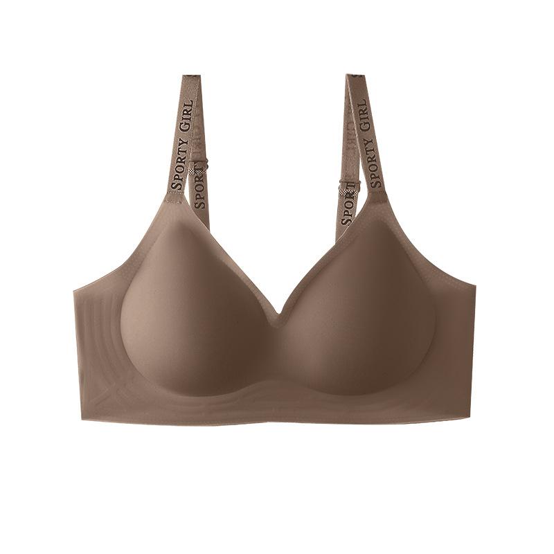 Comfortable non-marking lift large chest shows small gathering women's underwear jelly glue soft support adjustment type no steel ring bra
