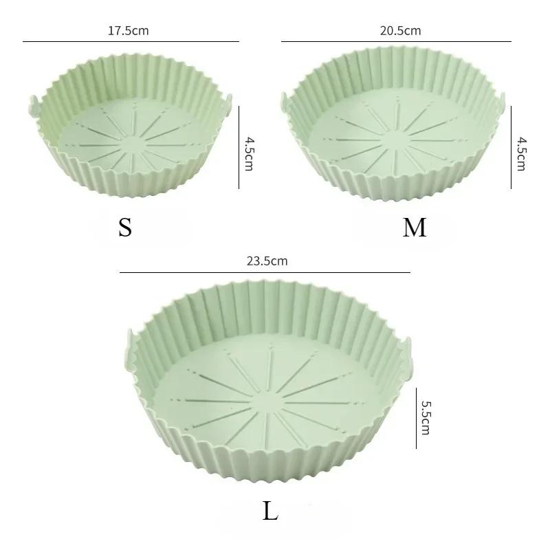 Air Fryer Silicone Pot Basket Tray 17/20/23cm Round Square Airfryer Reusable Silicone Air Fryer Liners Food Safe Non Stick