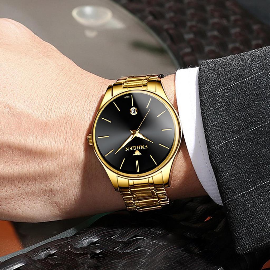 Fengzun Ultra-Thin Black Quartz Mesh Strap Waterproof Men's Watch