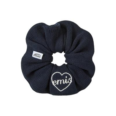Heart Logo Knit Scrunchie Navy