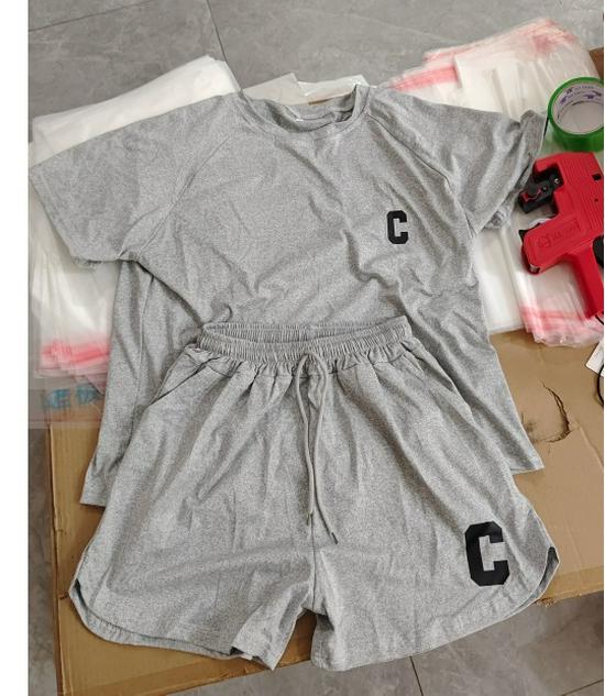 

2025 Летний женский свободный повседневный спортивный комплект с шортами - Красный 2XL