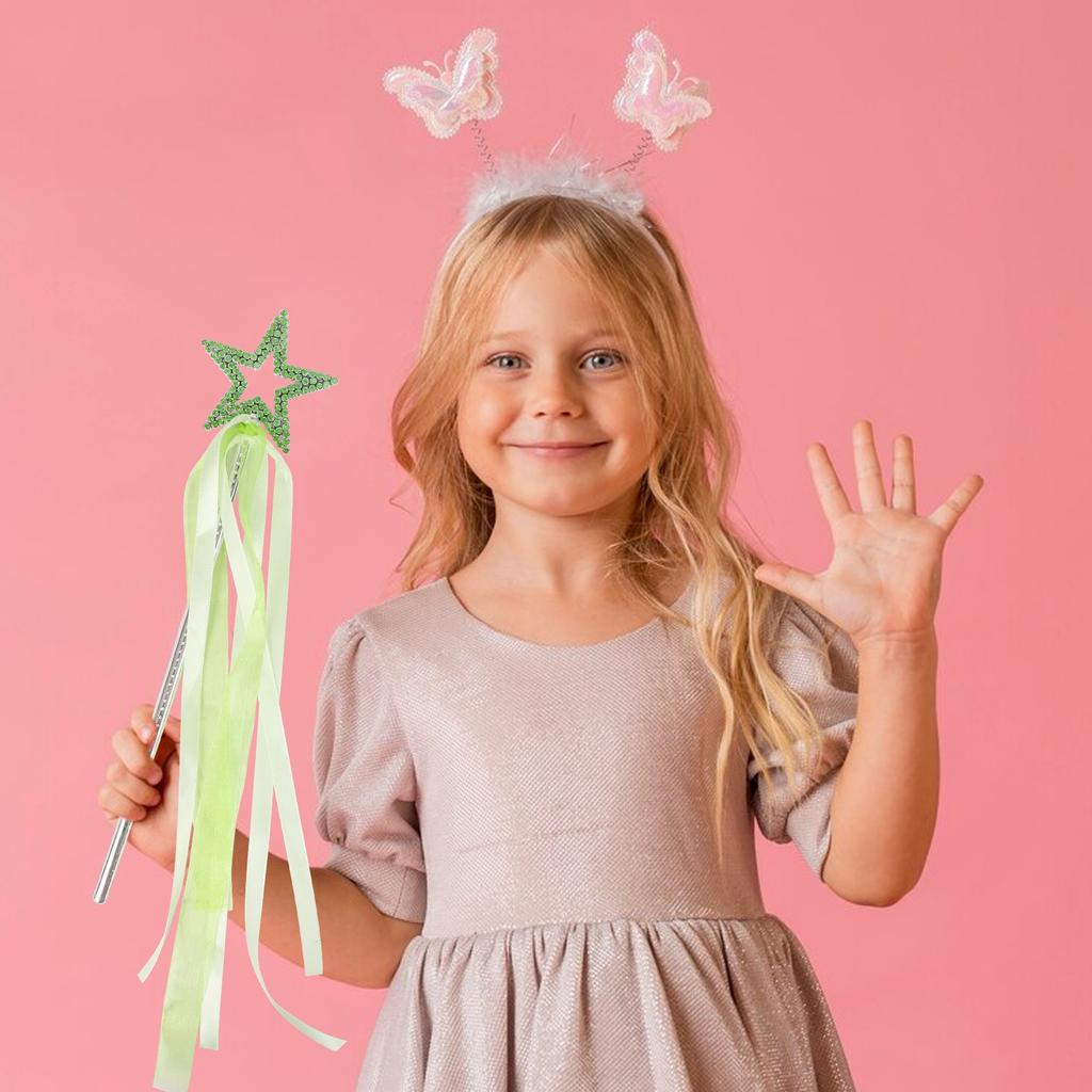 Light Green Star Wand With Ribbon For Girls Decorations