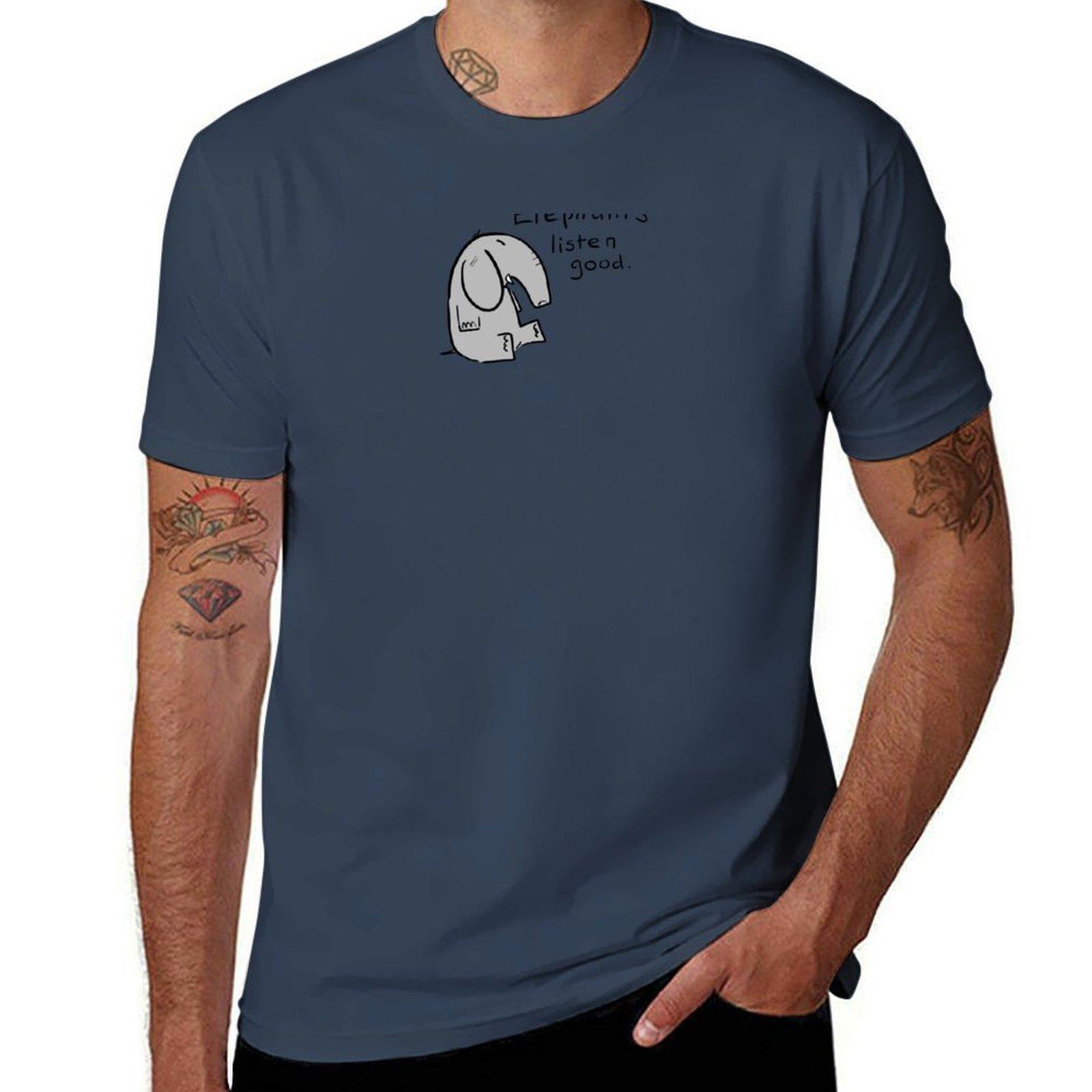 Elephants Are Good Listeners Tshirt Soft Touch Basic Cotton Tshirt S