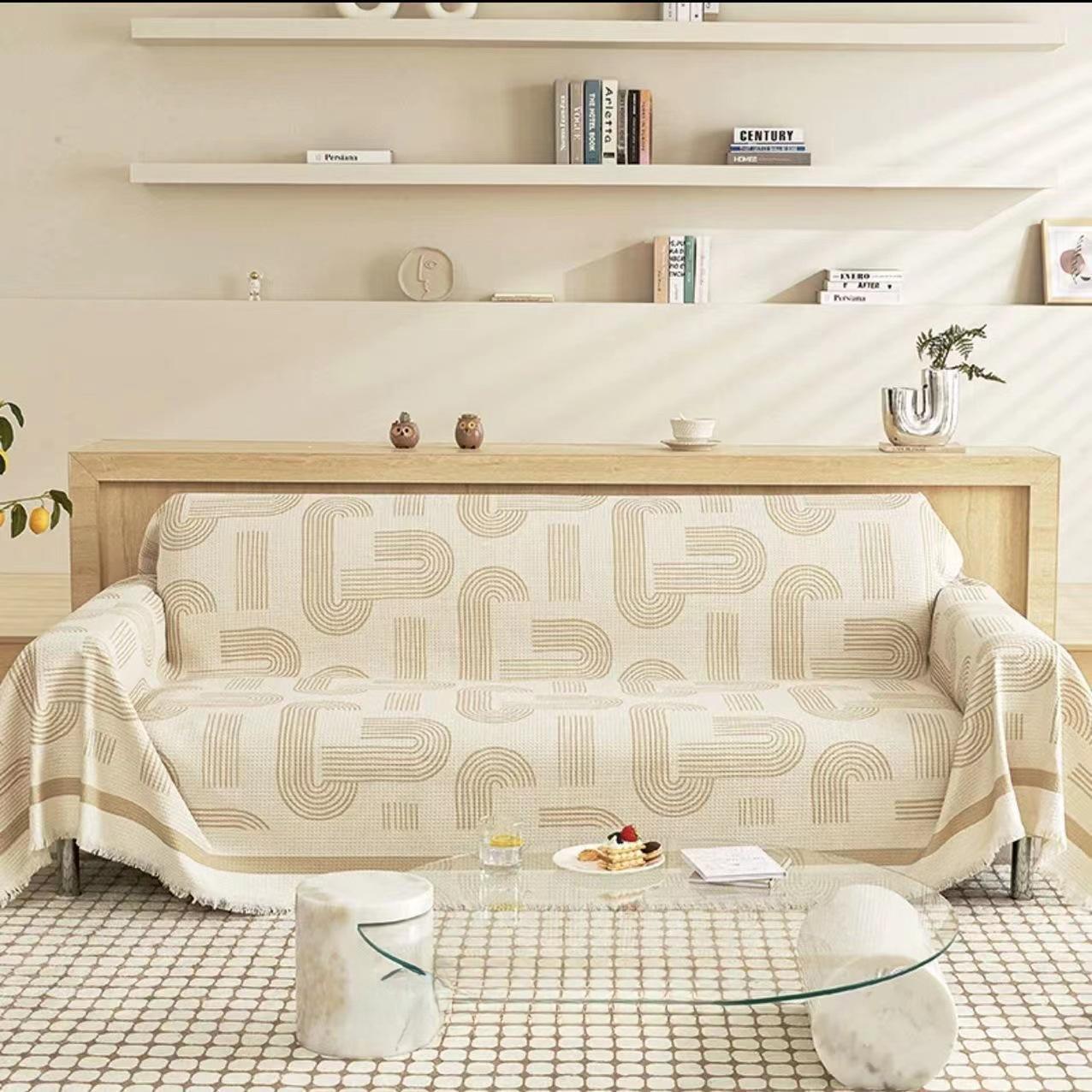 

Универсальное одеяло для дивана в скандинавском стиле, нескользящий тканевый чехол, полностью покрытый чехол, диванная подушка, песочный, универсальный, можно стирать в машине, четыре сезона 180*130cm