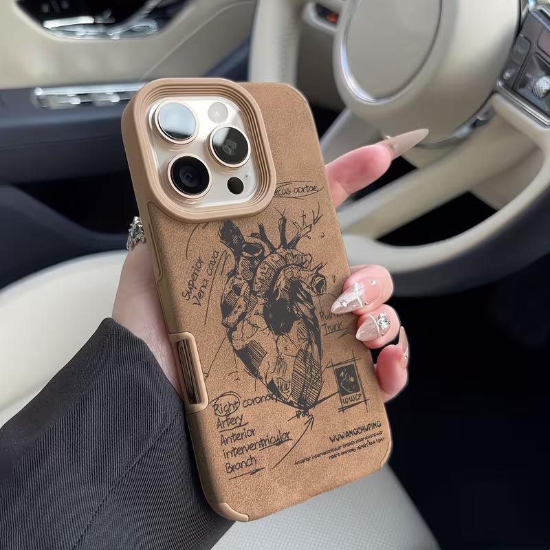 Lambskin Sky Ladder Heart Phone Case for Apple 14/16/17 Pro & 15 Pro Max Apple 17 Pro
