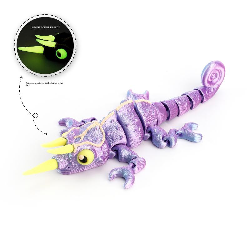 Glow In The Dark 3D Printed Chameleon Fully Articulated Fidget Animal Figurine Flexible Desk Ornament Room Decoration Gifts