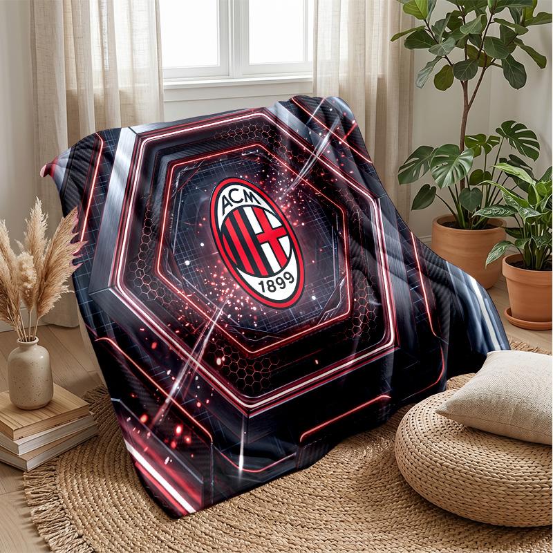 AC Milan Theme Blanket Soft Flannel Blanket Plush Throw Blanket Cozy Sofa Bed Blanket for Home Decor