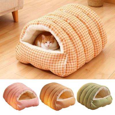 Cat Cave Bed Cozy Enclosed Cat Bed with Hooded Cover Washable Plush Cats Tent Fluffy