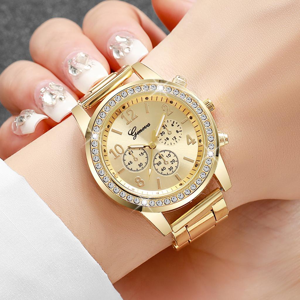 Fashion Rhinestone Women Watches Ladies Alloy Band Arabic Dial Analog Quartz Wrist Watches
