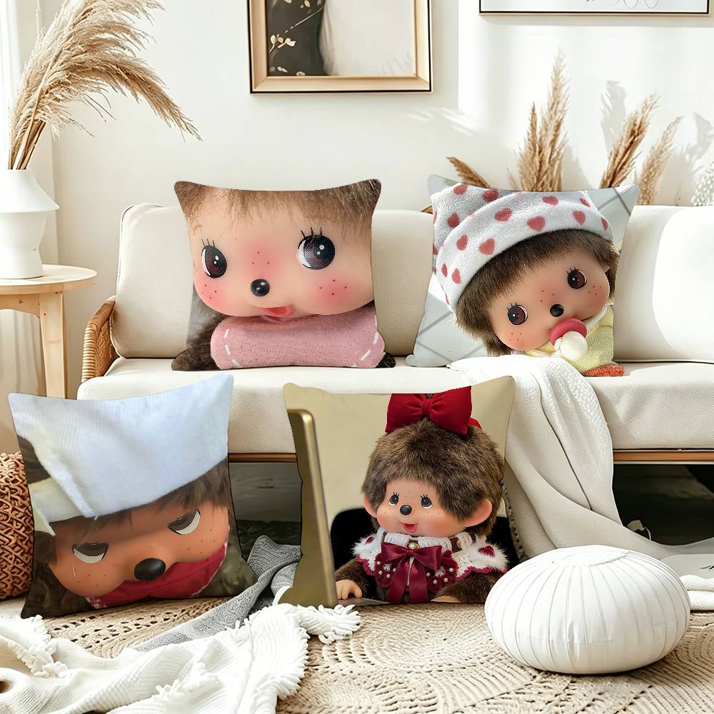 Cute MMonchhichiS Various Sizes Square Pillow Case For Car Home Bedchamber Decor