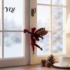 Seasonal Garland Door Decorations Flocked Christmas Ornaments with Gold Edging, Retro Red Velvet Hanging Holiday Tree Decoration, Elk Gingerbread Man