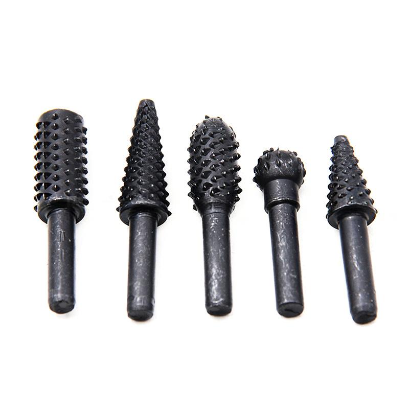 5-Piece Black Woodworking Spearhead Rotary File Electric Grinding Head Tool Set (Diy Grinding Tool Accessory Set)