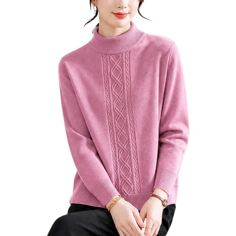 Hengyuanxiang Women's Half-High Collar Twisted Knit Sweater