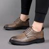 Leather shoes men's spring and autumn casual breathable formal wear cowhide men's shoes young people business leather shoes